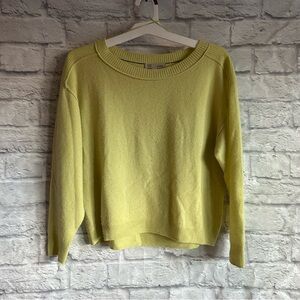 PREOWNED ANTHROPOLOGIE CASHMERE SWEATER WOMENS XS YELLOW GREEN